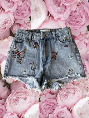 Banjara Embroidery Jean Shorts